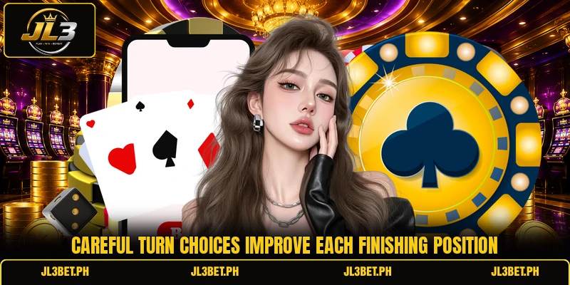 Careful turn choices improve each finishing position Careful turn choices improve each finishing position