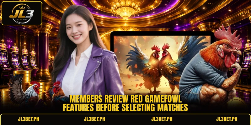 Members review red gamefowl features before selecting matches